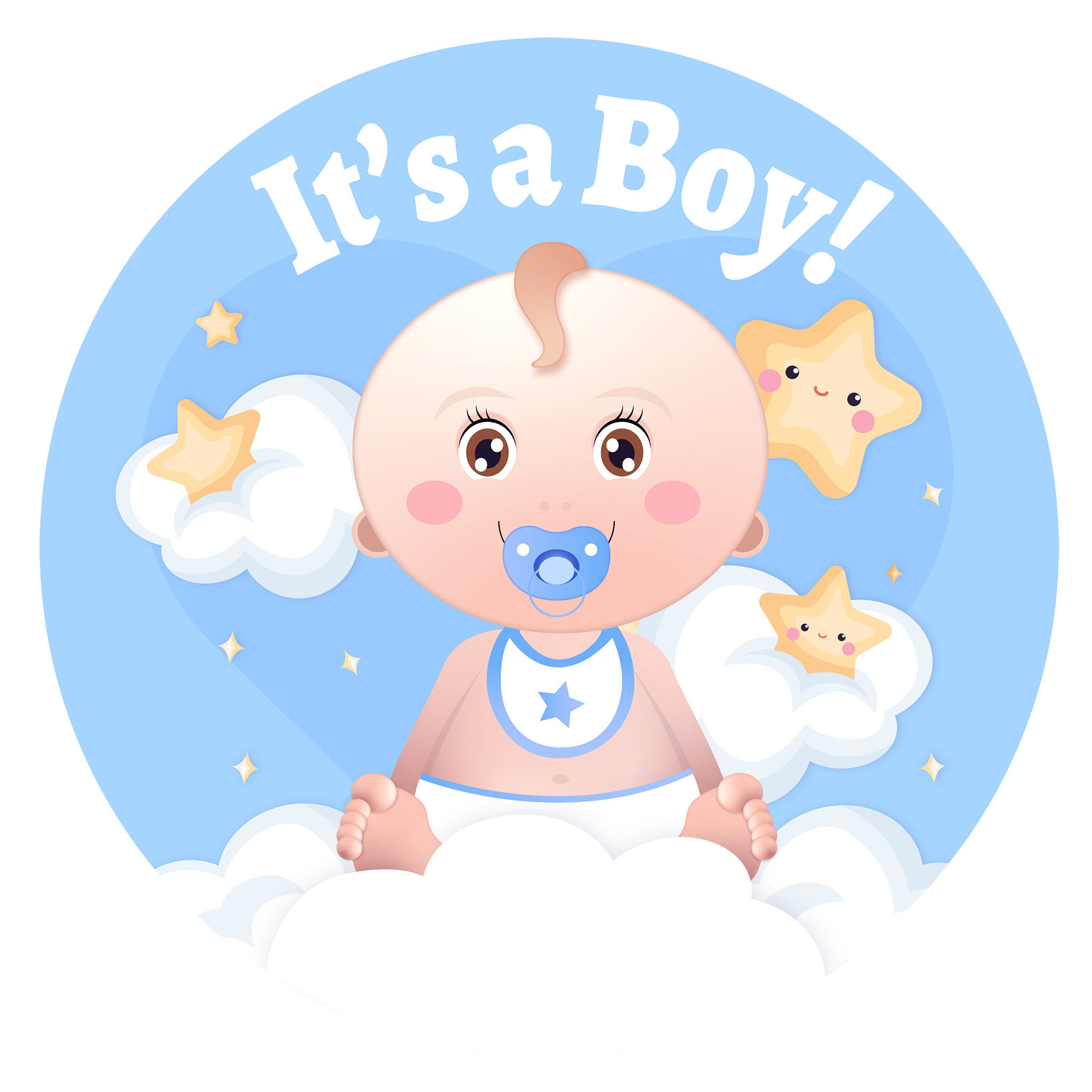 Geboorte baby jongen thema wand-deur bord D50 cm blauw karton versieringen-feestartikelen