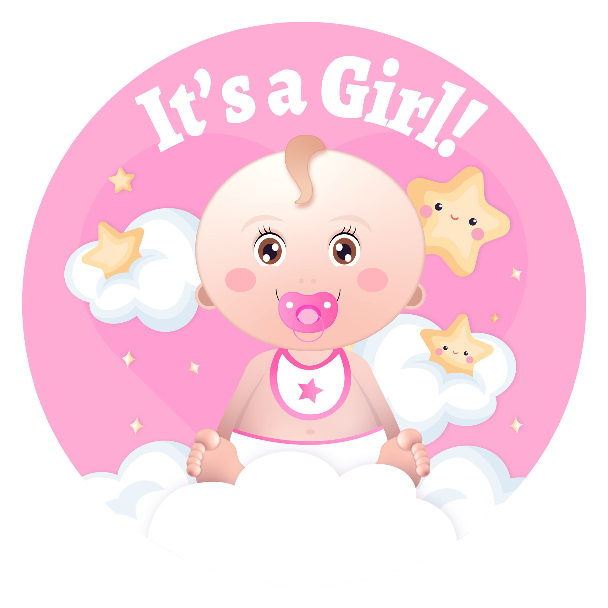 Geboorte baby meisje thema wand-deur bord D50 cm roze karton versieringen-feestartikelen
