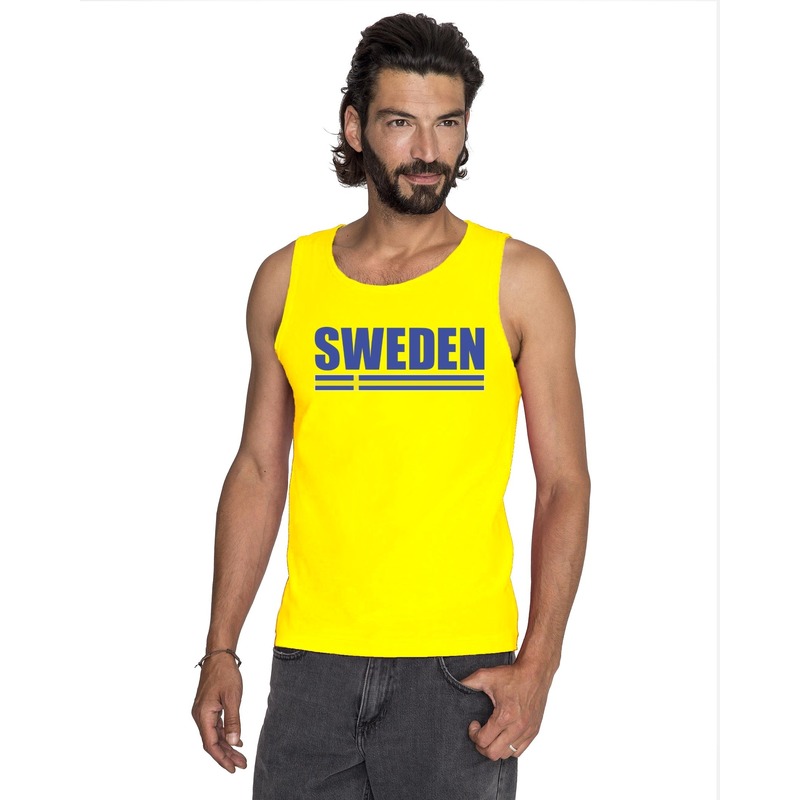 Geel Zweden supporter singlet shirt- tanktop heren