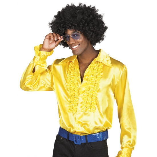 Gele disco blouse voor heren