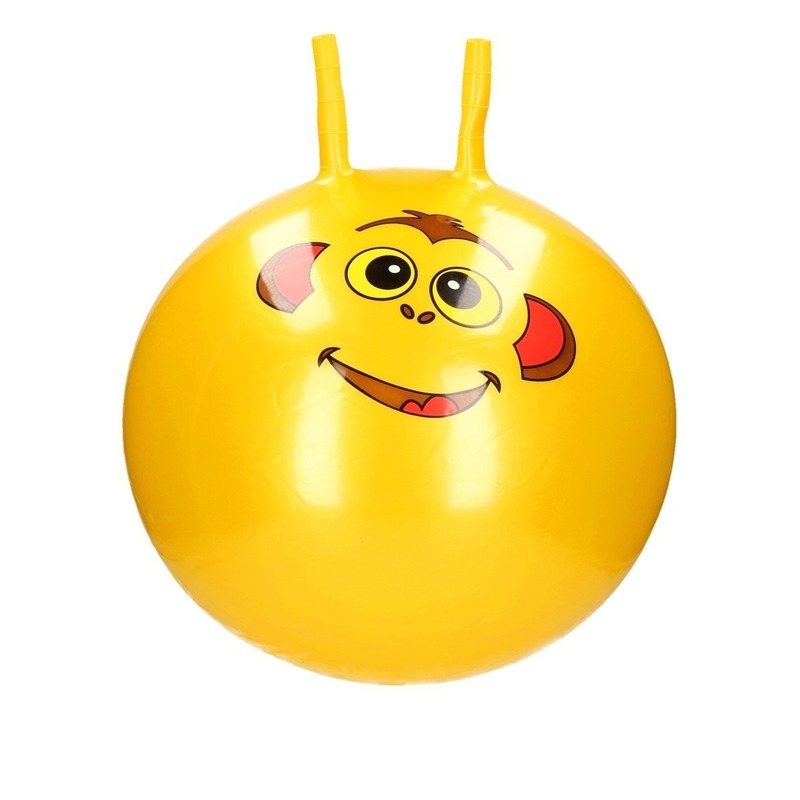 Gele skippybal met dieren gezicht 46 cm