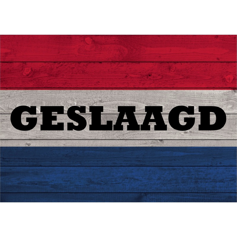 Geslaagd poster van de Nederlandse vlag op hout 84 cm