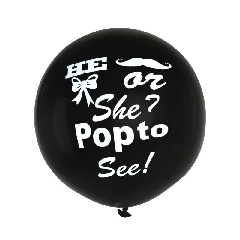 Geslachtsonthulling feest mega ballon zwart 91 cm