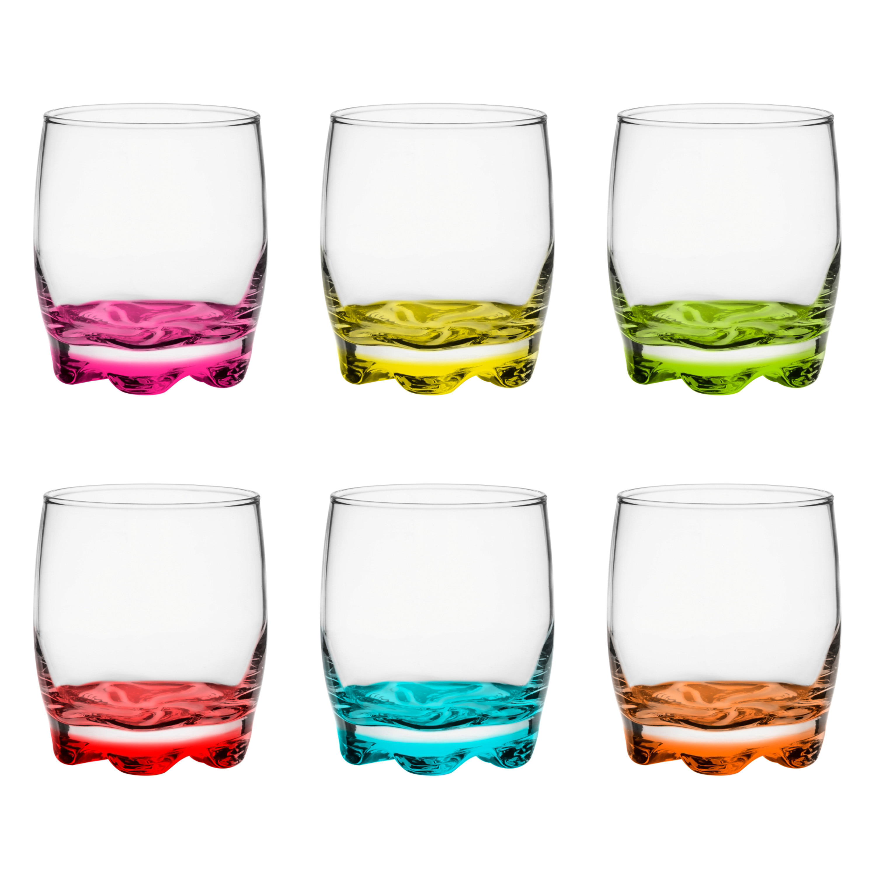 Glasmark drinkglazen-waterglazen Tumblers glas gekleurde basis 6x stuks 250 ml