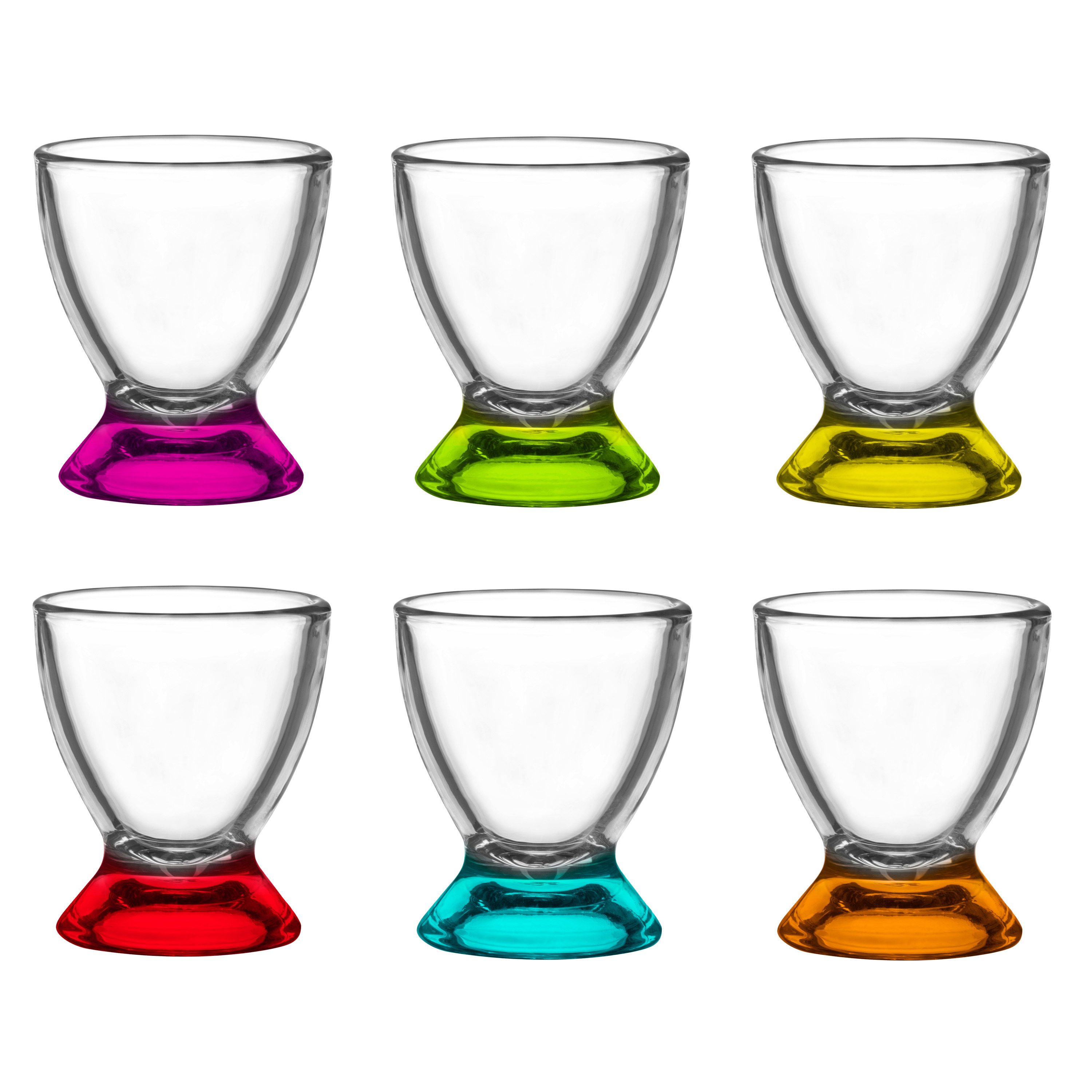 Glasmark Shotglaasjes-borrelglazen glas gekleurde onderzijde 12x stuks 35 ml