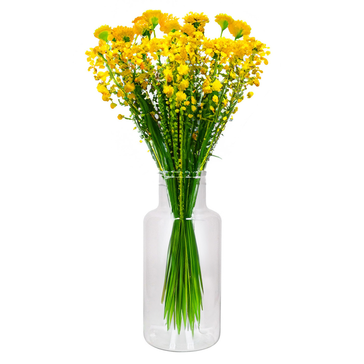 Glazen melkbus bloemen vaas-vazen smalle hals 15 x 30 cm