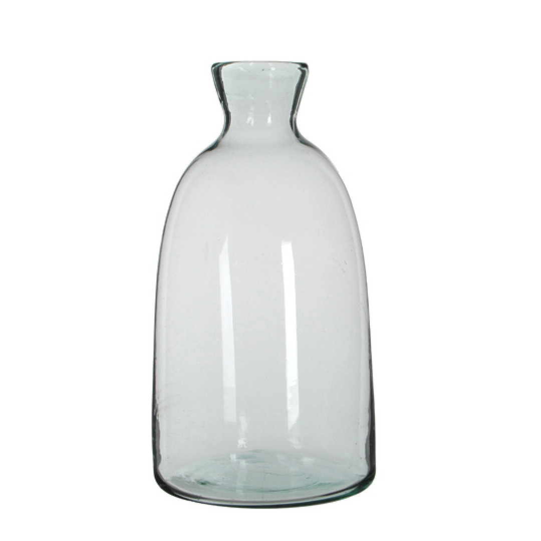 Glazen vazen met flessenhals 22 x 44 cm transparant gerecycled glas