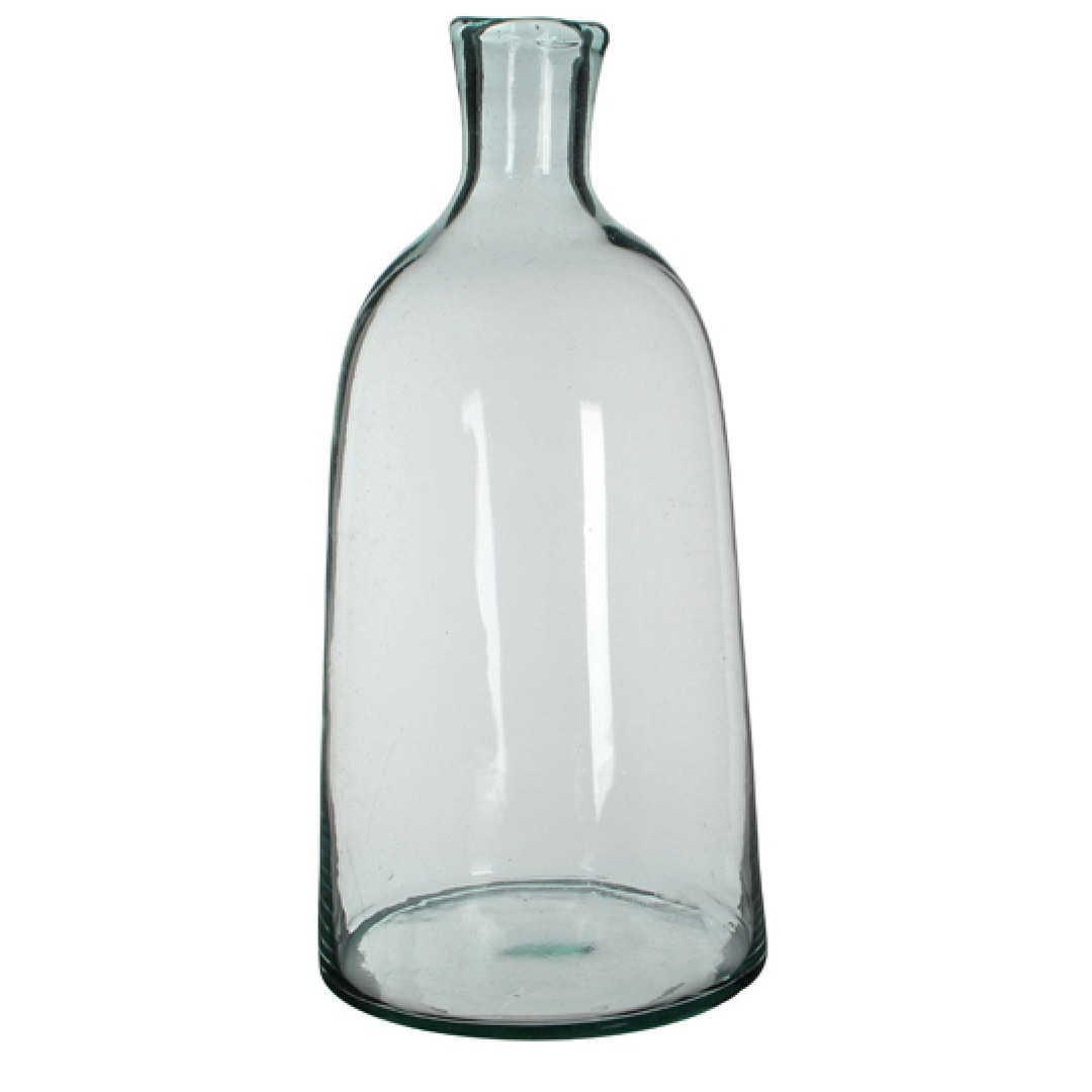 Glazen vazen met flessenhals 26 x 58 cm transparant gerecycled glas