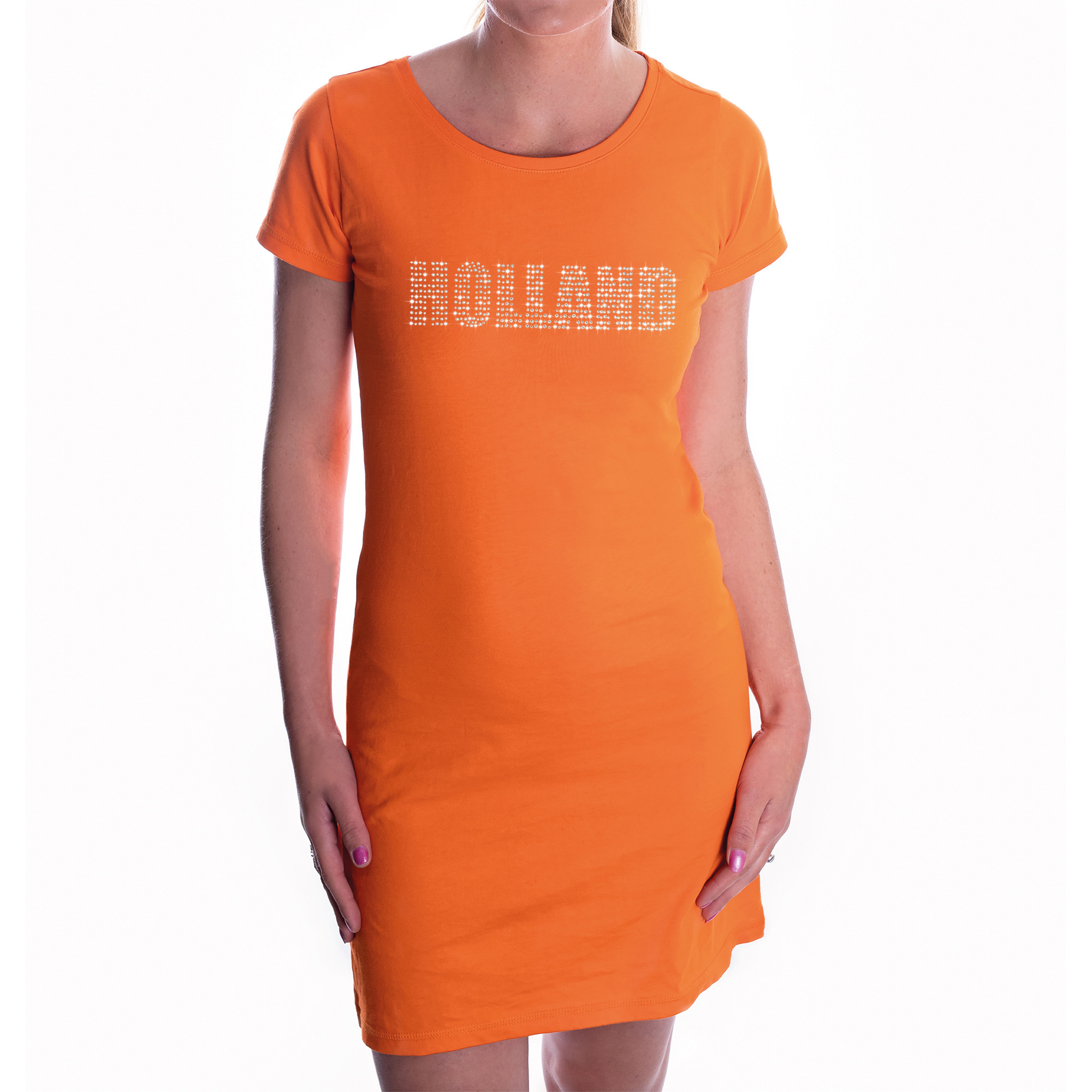 Glitter Holland jurkje oranje rhinestone steentjes voor dames Nederland supporter EK- WK