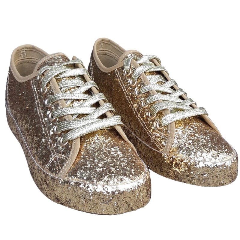 Gouden glitter disco sneakers-schoenen voor dames