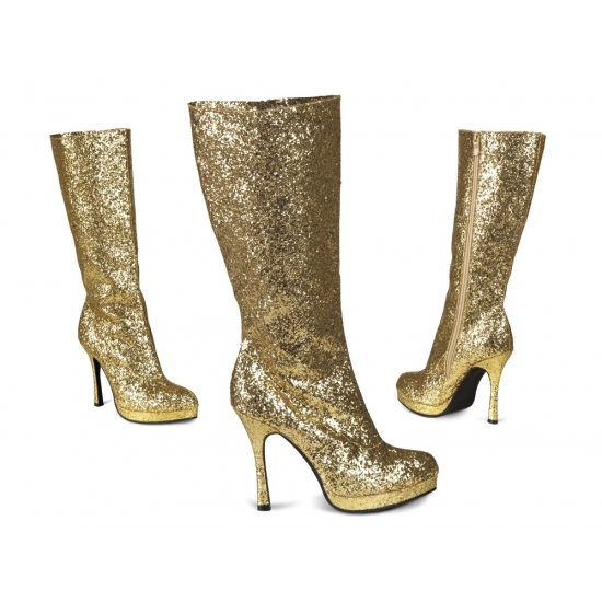 Gouden laarzen met glitters