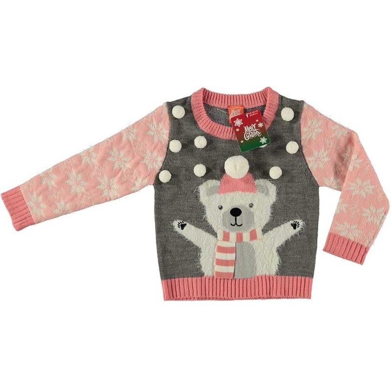 Grijze kerstmis trui ijsbeer voor kinderen