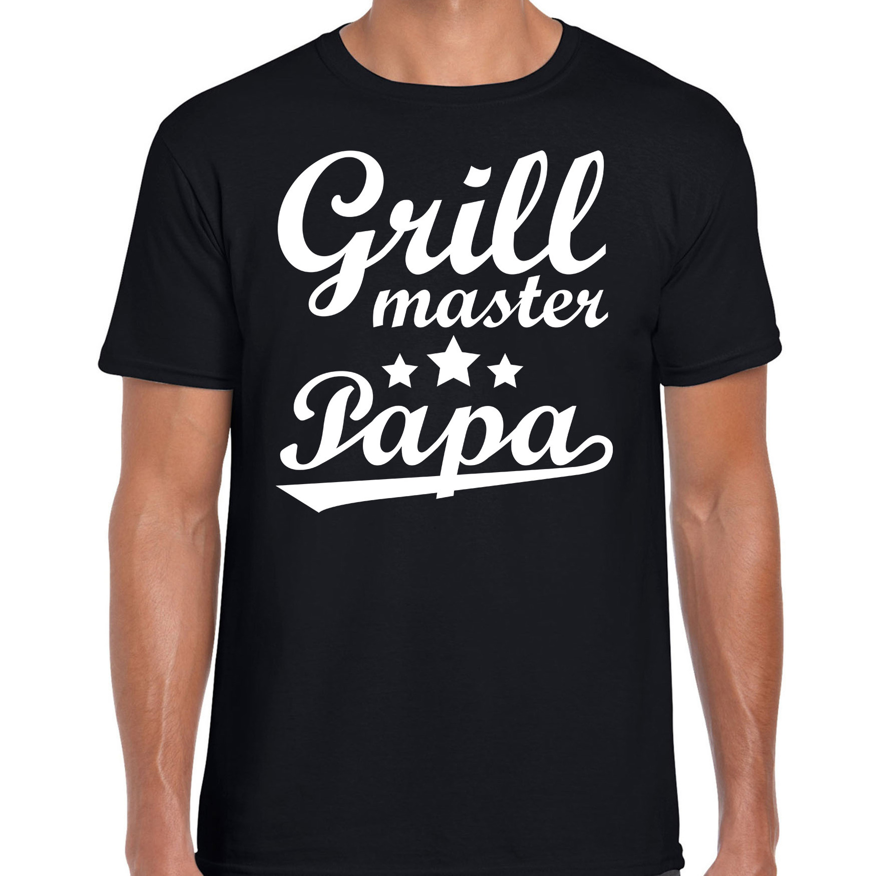 Grill master papa bbq-barbecue cadeau t-shirt zwart voor heren