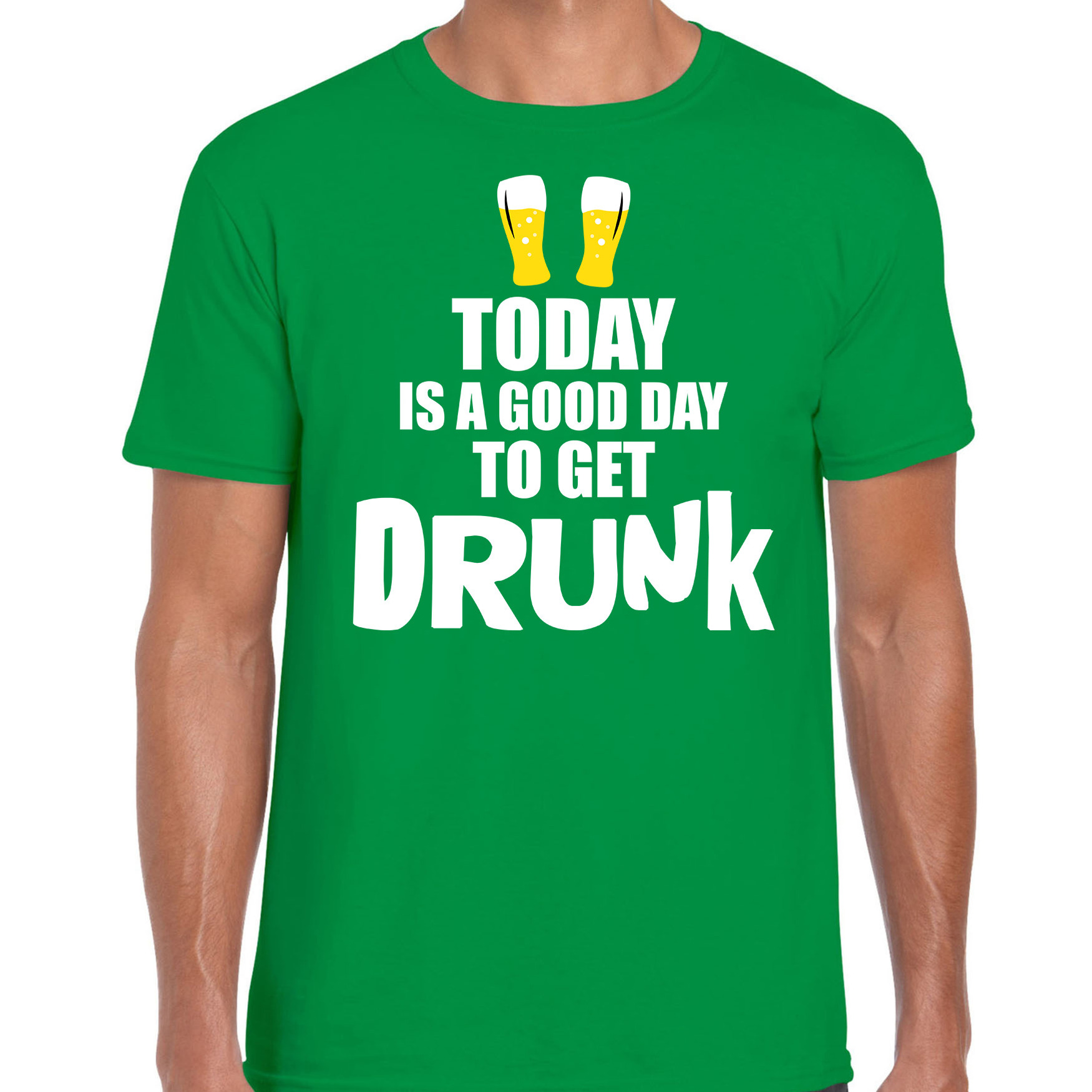 Groen fun t-shirt good day to get drunk voor heren