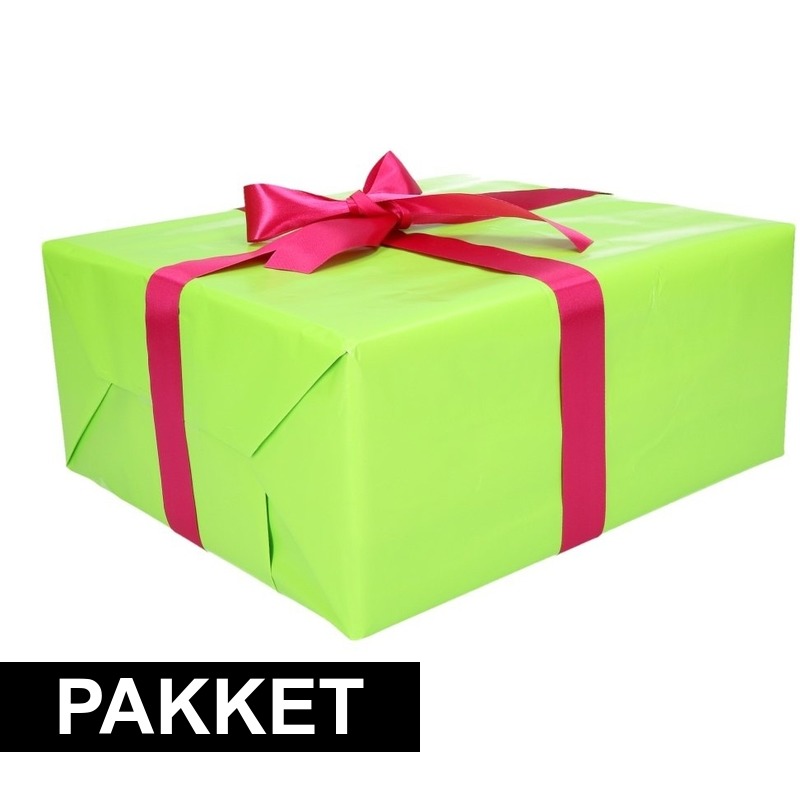 Groen kadopapier-inpakpapier met roze strikken