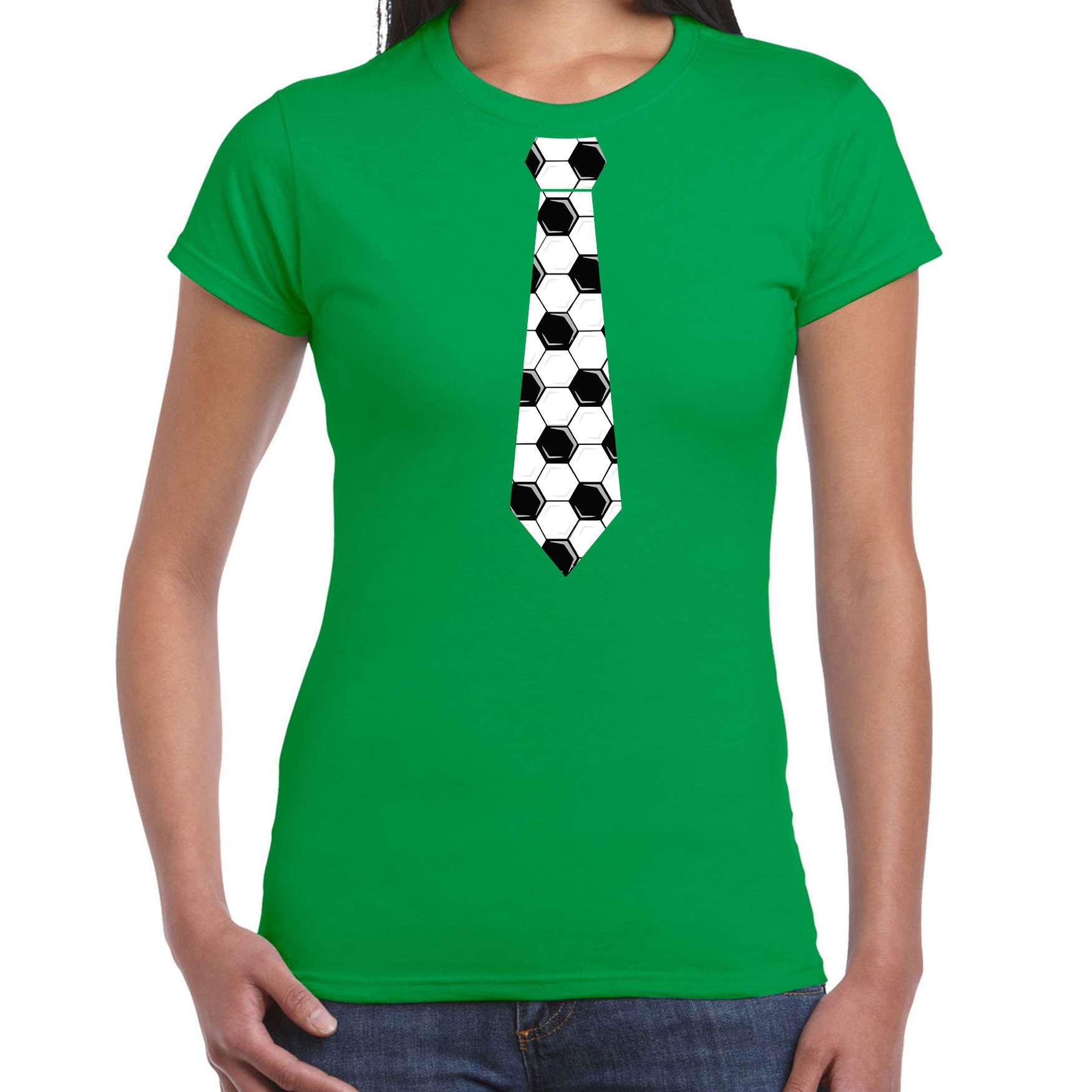 Groen supporter t-shirt voetbal stropdas EK- WK voor dames