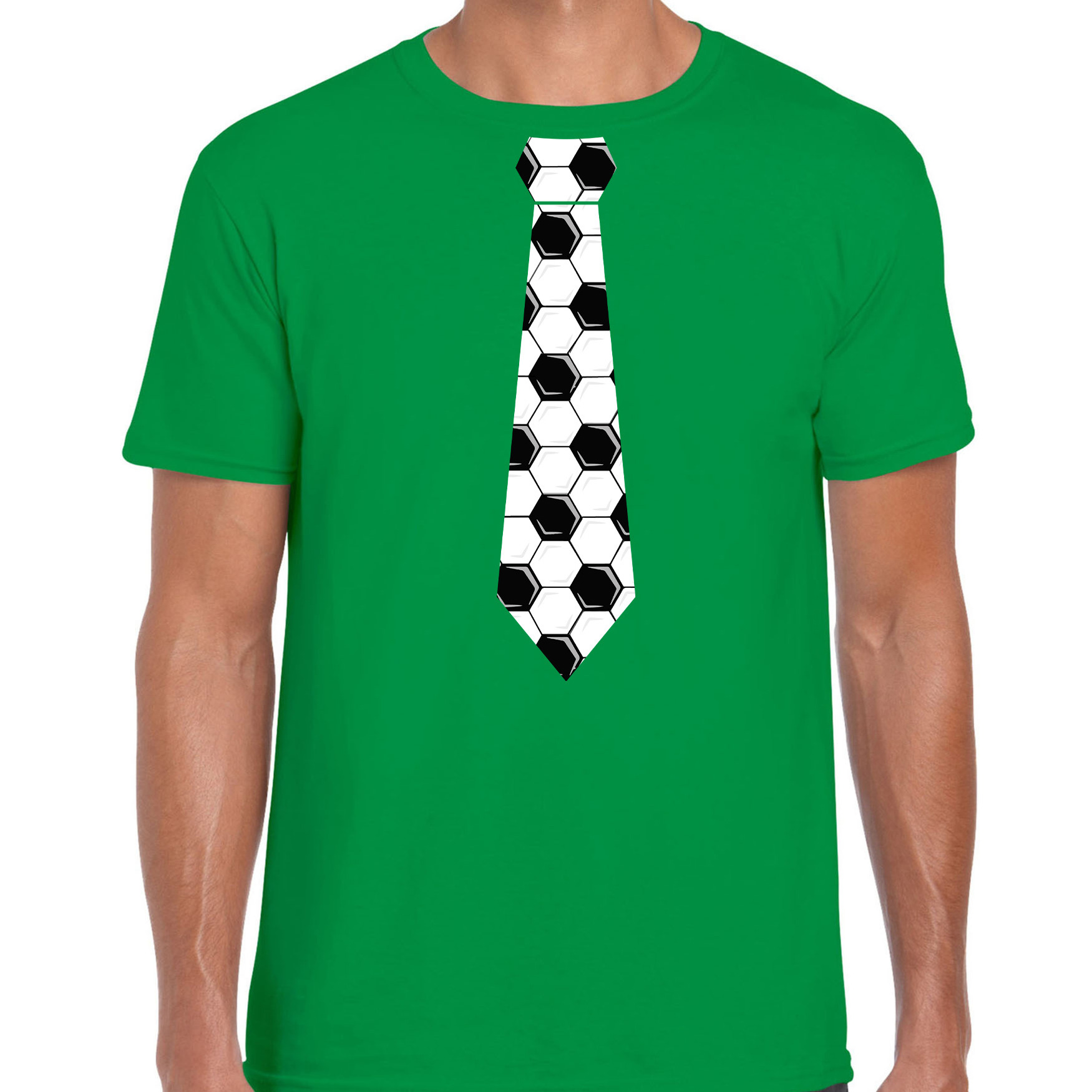 Groen supporter t-shirt voetbal stropdas EK- WK voor heren