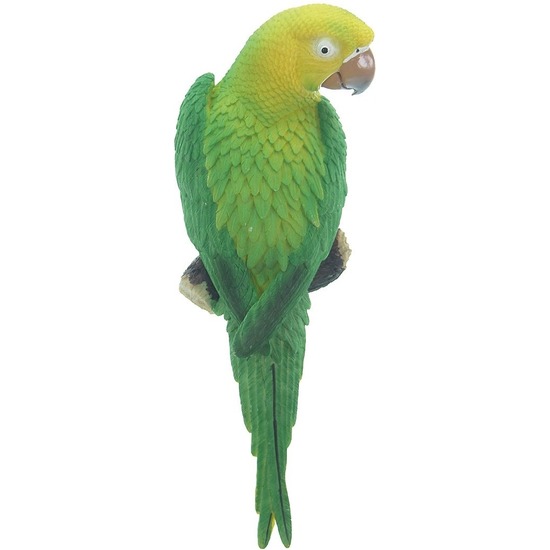Groene decoratie ara papegaaien 31 cm dierenbeelden-tuinbeelden