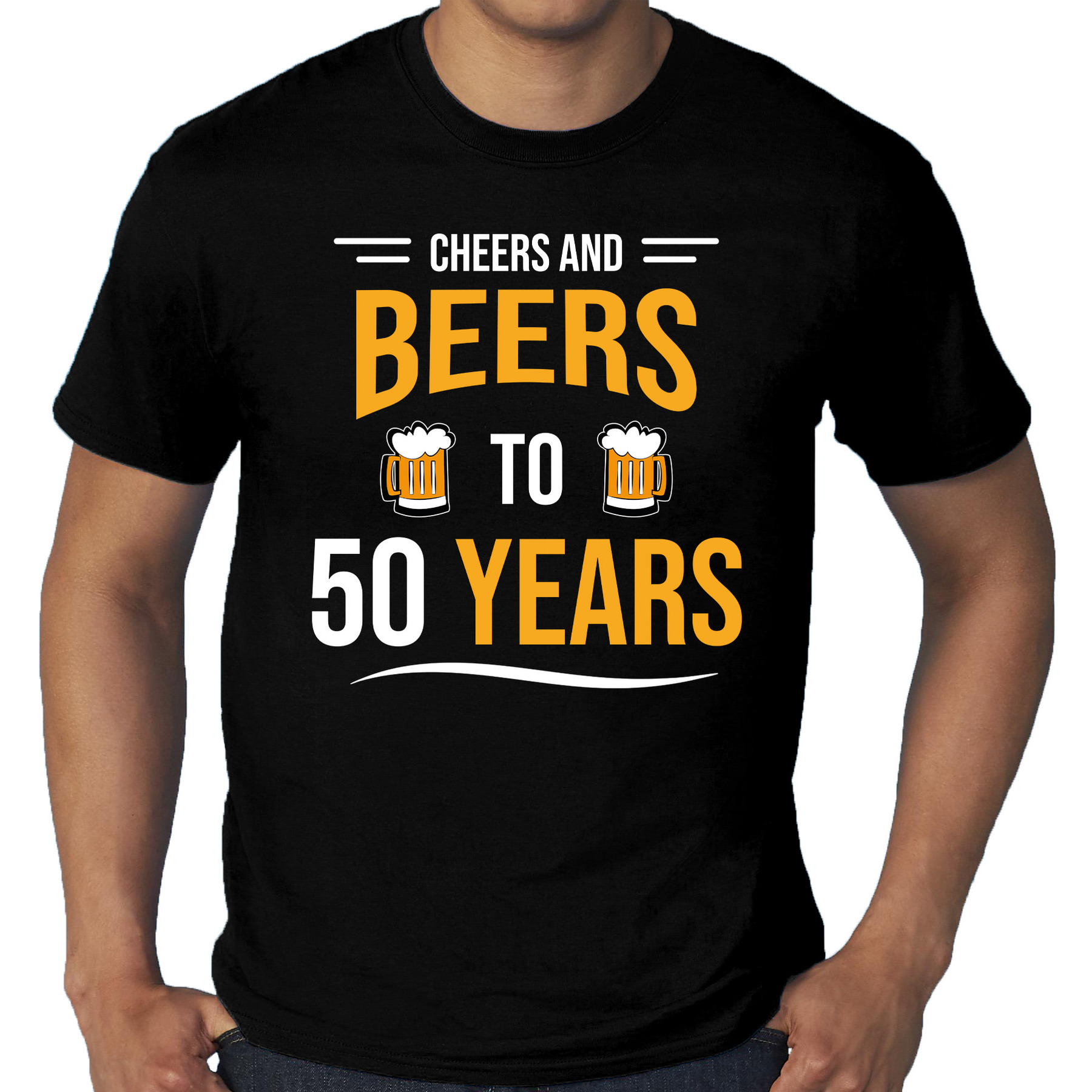 Grote maten Cheers and beers 50 jaar verjaardag cadeau t-shirt zwart voor heren