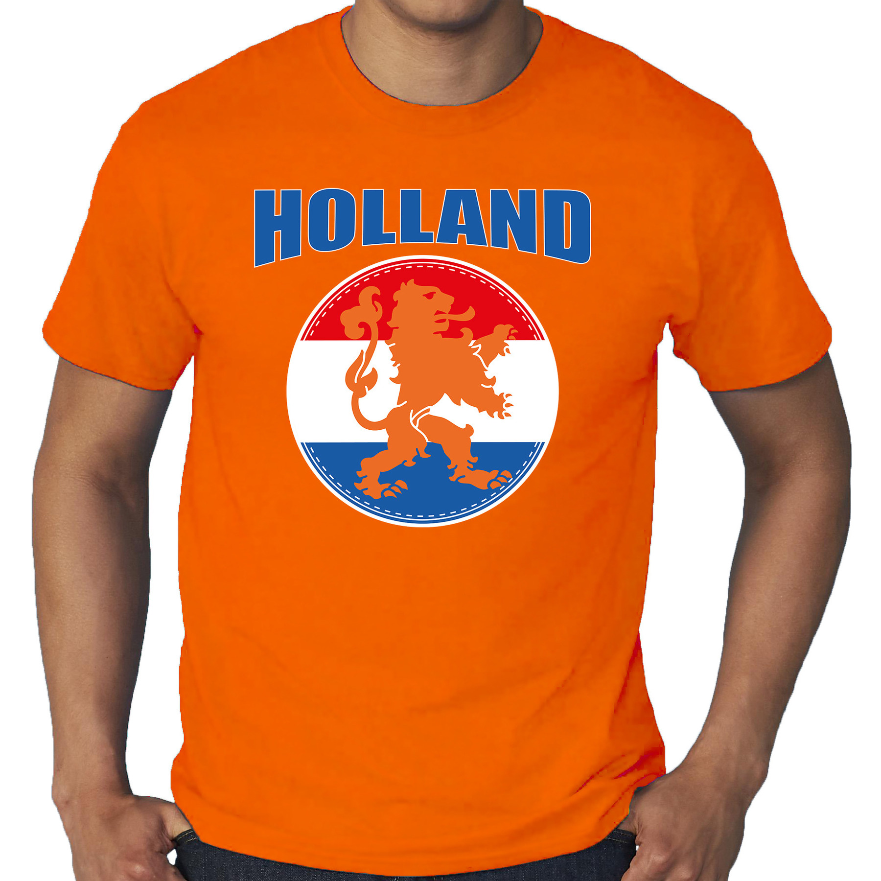 Grote maten oranje t-shirt Holland met oranje leeuw Holland-Nederland supporter EK- WK voor heren
