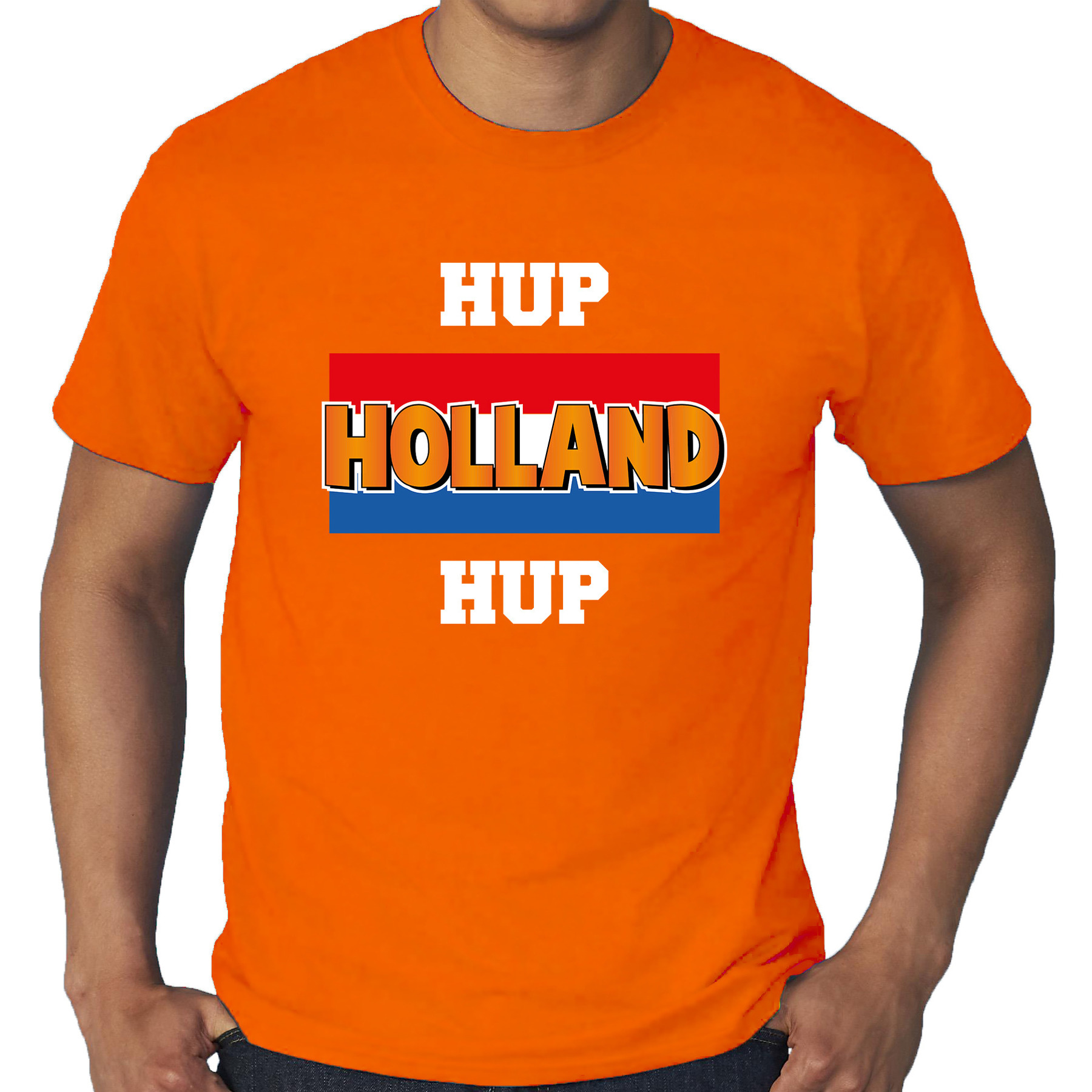 Grote maten oranje t-shirt hup Holland hup Holland-Nederland supporter EK- WK voor heren