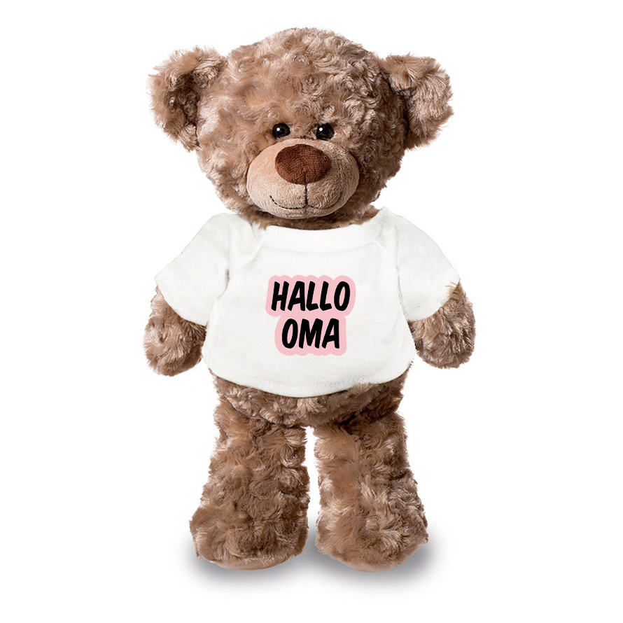 Hallo oma aankondiging meisje pluche teddybeer knuffel 24 cm