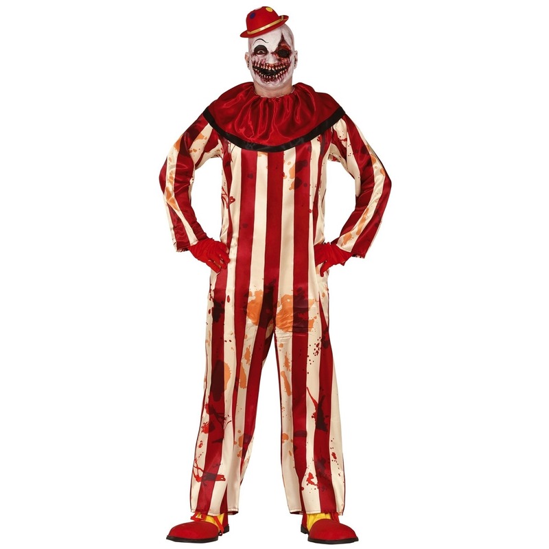 Halloween clownspak rood-wit gestreept voor heren