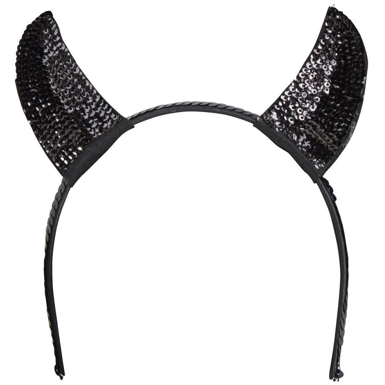 Halloween diadeem duivel hoorntjes met pailletten zwart kunststof