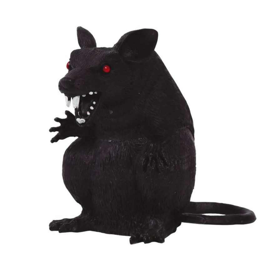 Halloween Horror griezel rat zwart 18 cm