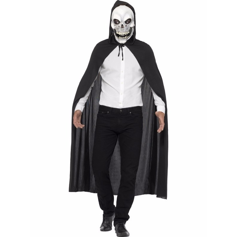 Halloween verkleedkleding skelet cape met masker