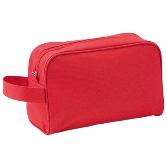Handbagage/reis toilettas rood met handvat 21,5 cm voor heren/dames