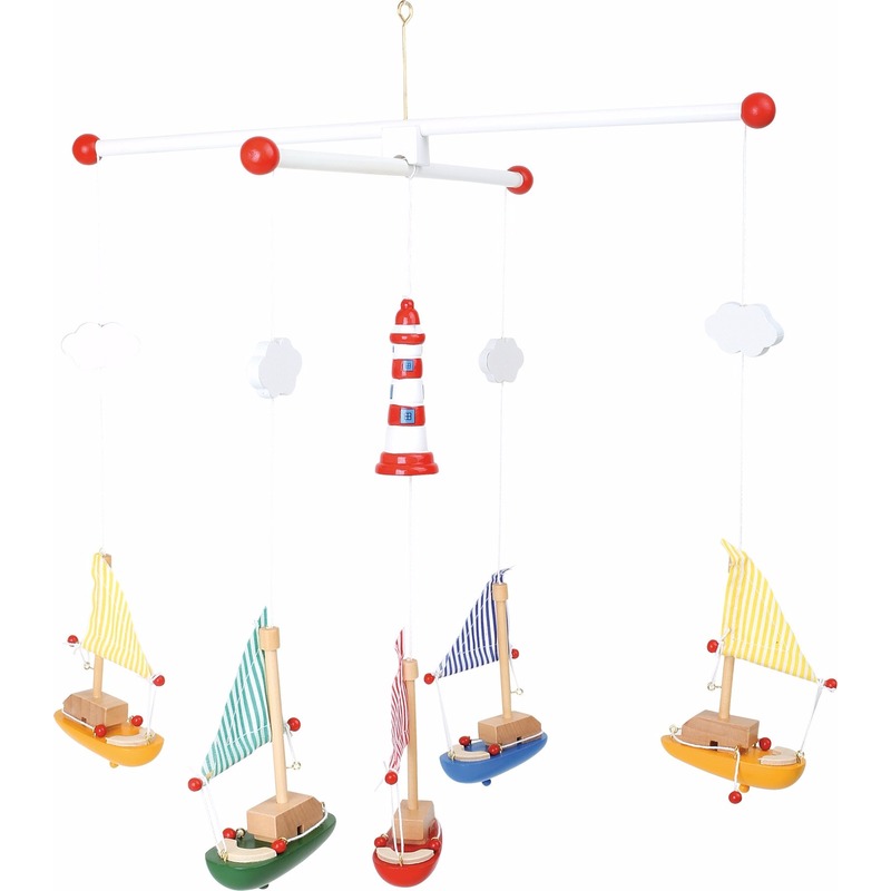Hangdecoratie mobiel voor kinderen met zeilboten 39 cm