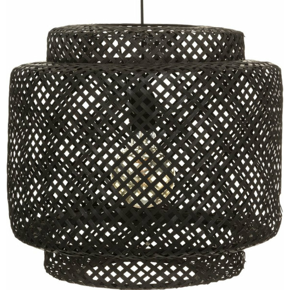 Hanglamp bamboe Boho 40 x 38 cm zwart gevlochten lampenkap Scandinavisch design