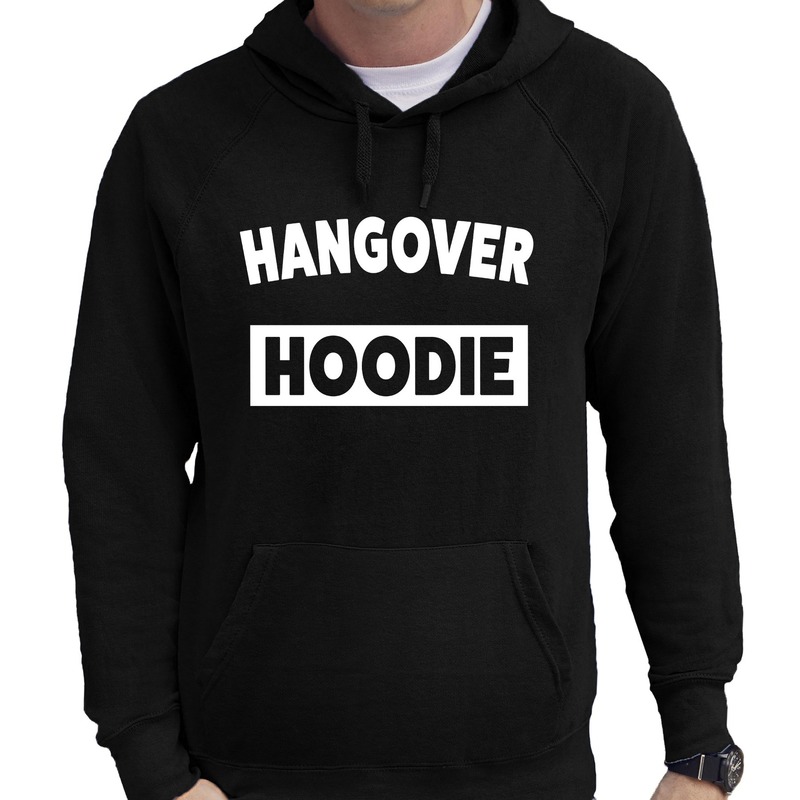 Hangover fun tekst hoodie voor heren zwart