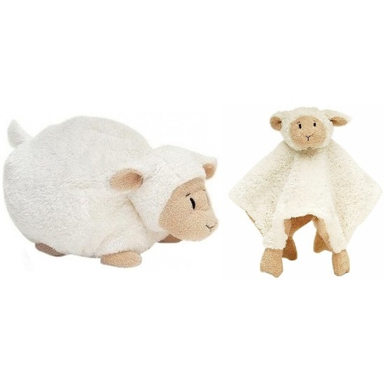 Happy Horse witte schaap-lam liggend baby knuffeltje 26 cm en knuffeldoekje voor jongens-meisjes