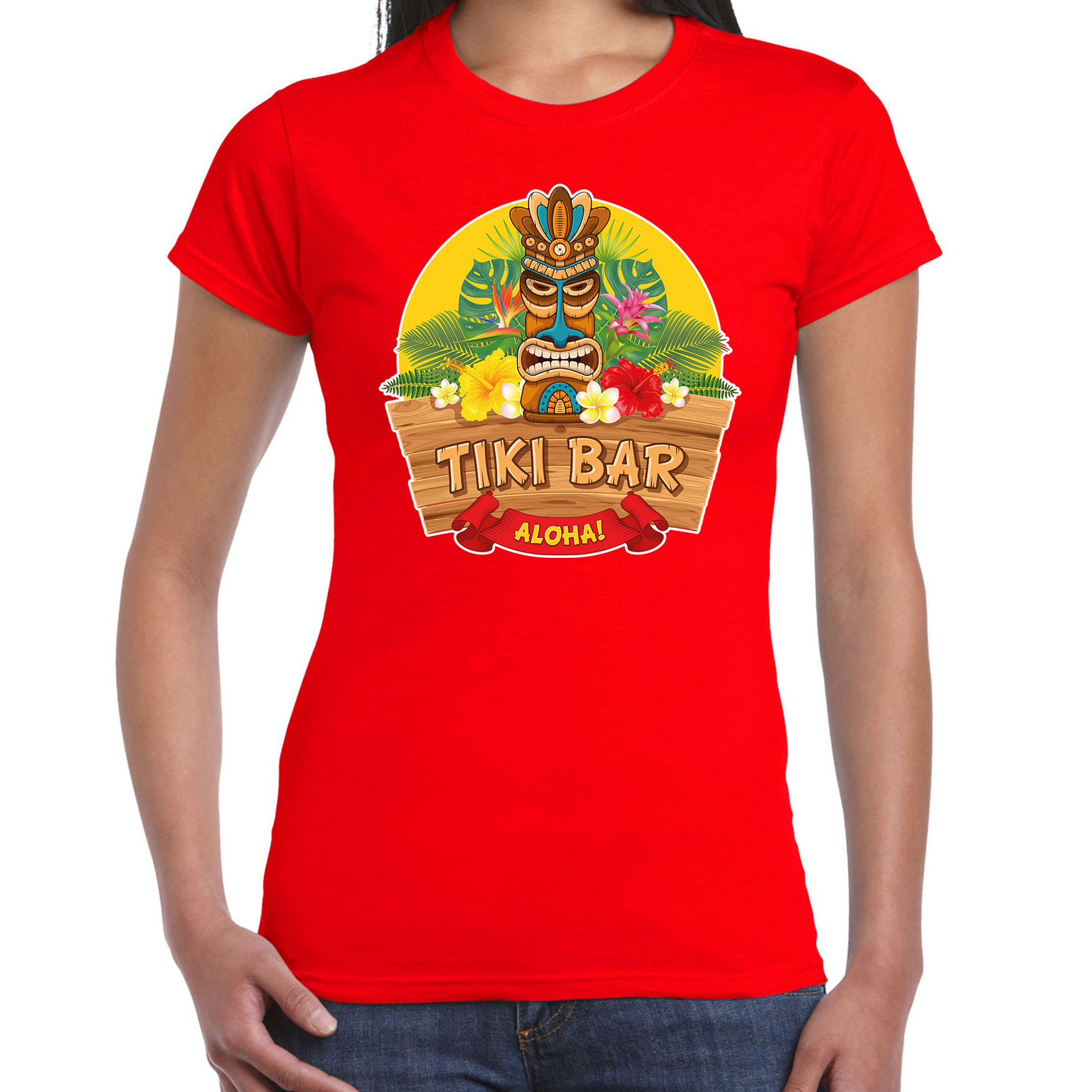 Hawaii feest t-shirt-shirt tiki bar Aloha rood voor dames