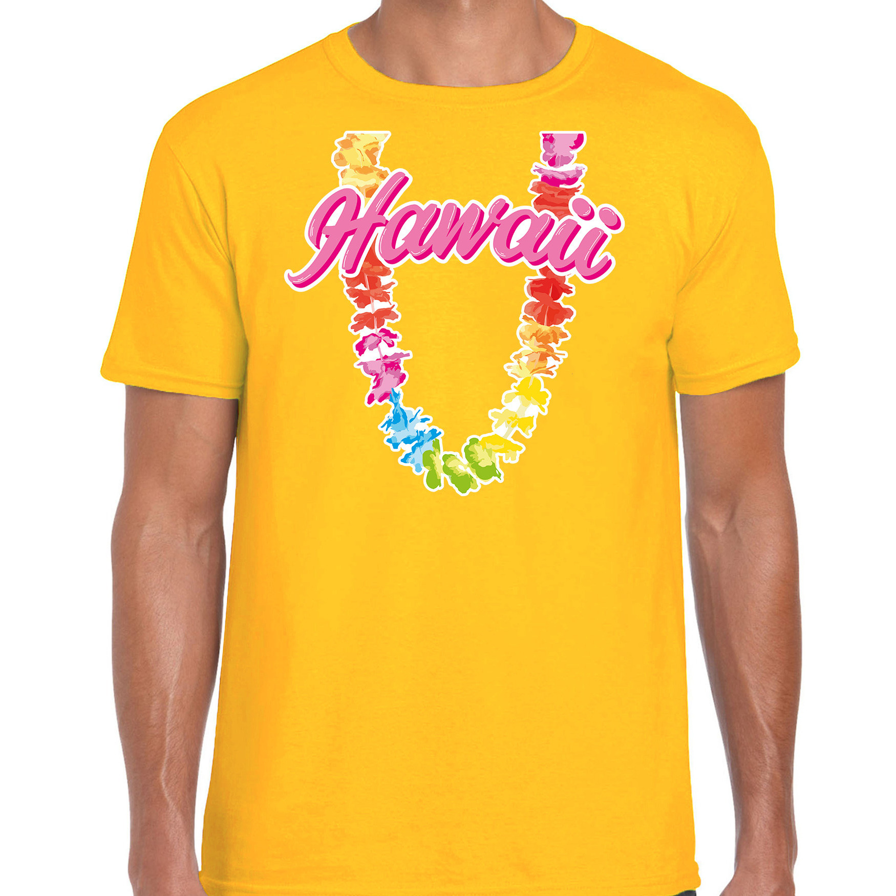 Hawaii slinger t-shirt geel voor heren