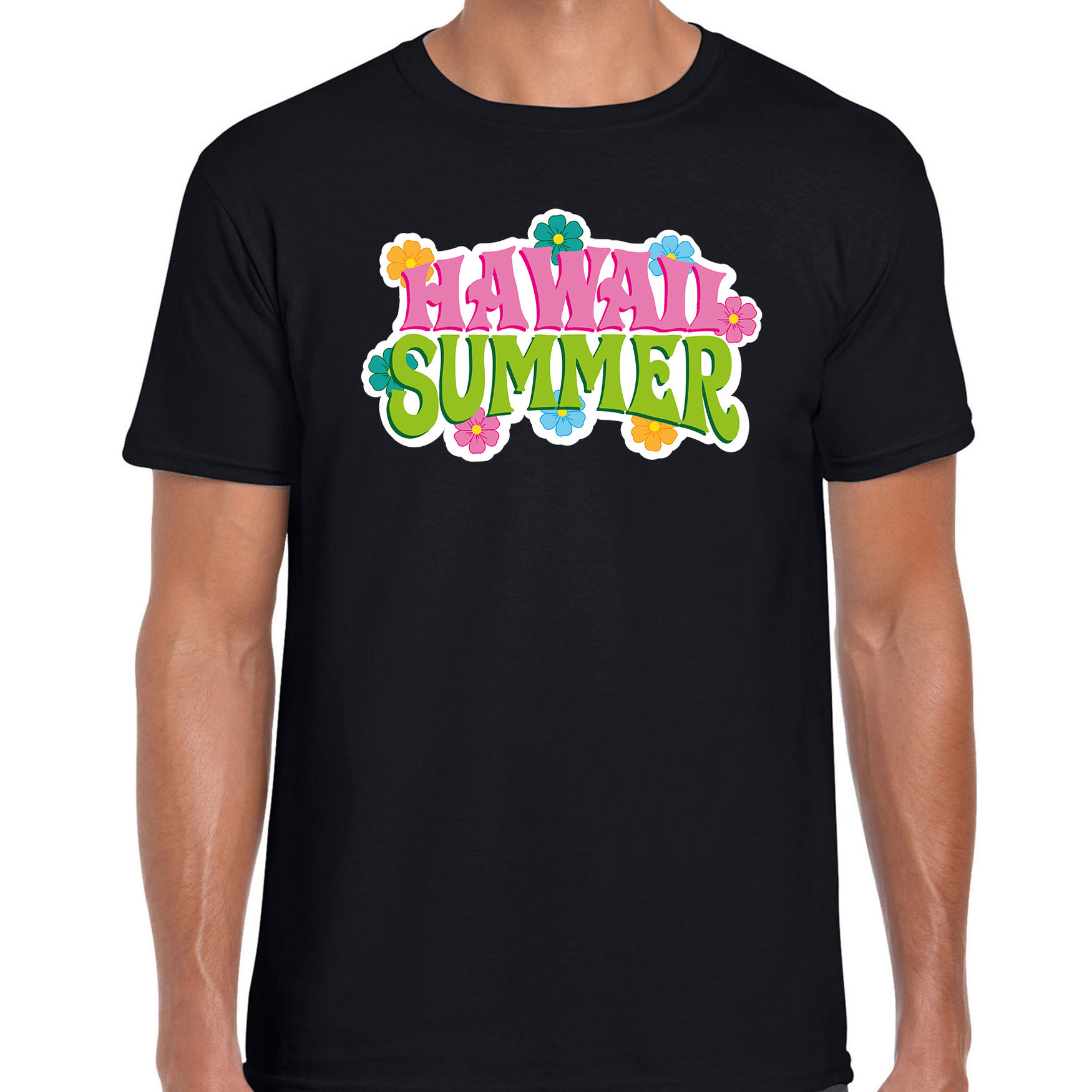 Hawaii summer t-shirt zwart voor heren