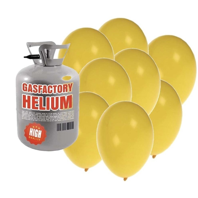 Helium tank met gele ballonnen 50 stuks