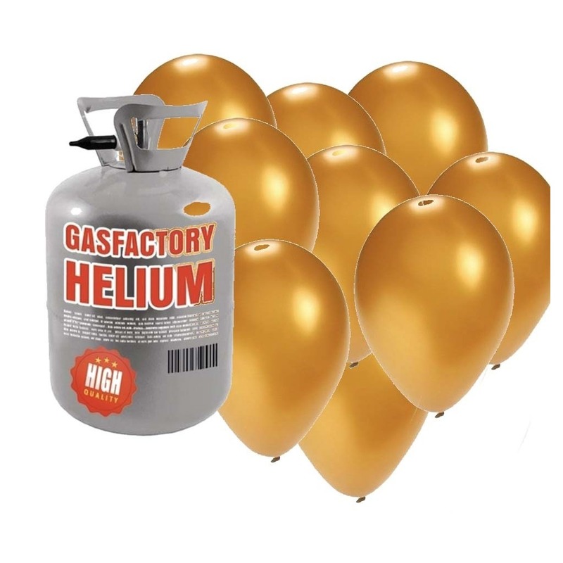 Helium tank met gouden ballonnen 30 stuks