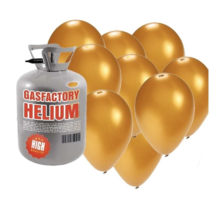 Helium tank met gouden ballonnen 50 stuks