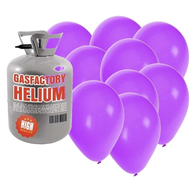 Helium tank met paarse ballonnen 50 stuks