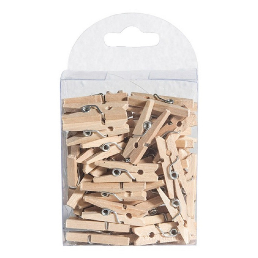Hobby mini wasknijpers 50x naturel hout- 2,5 cm