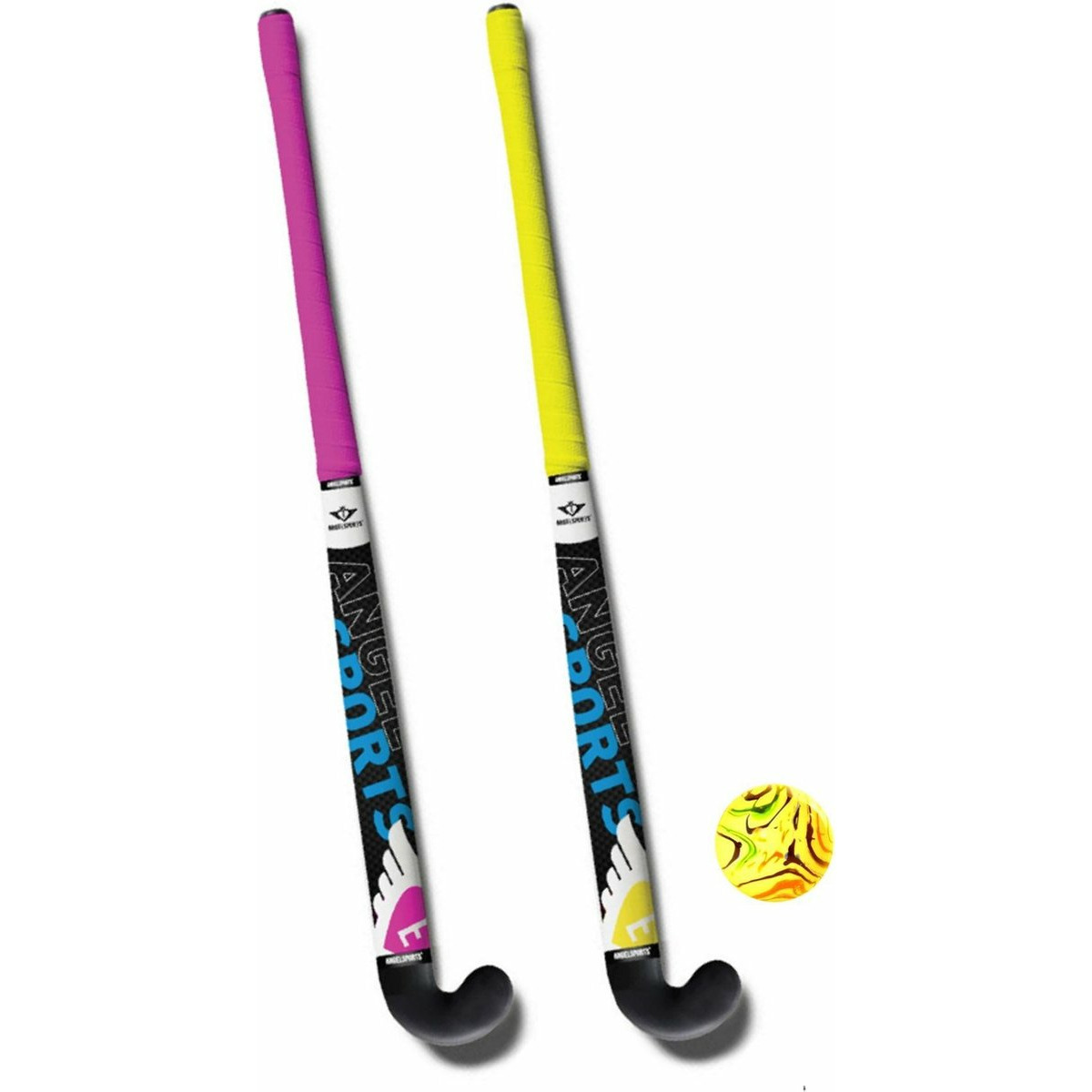Hockey set 2x sticks incl bal 33 inch in draagtas indoor-outdoor
