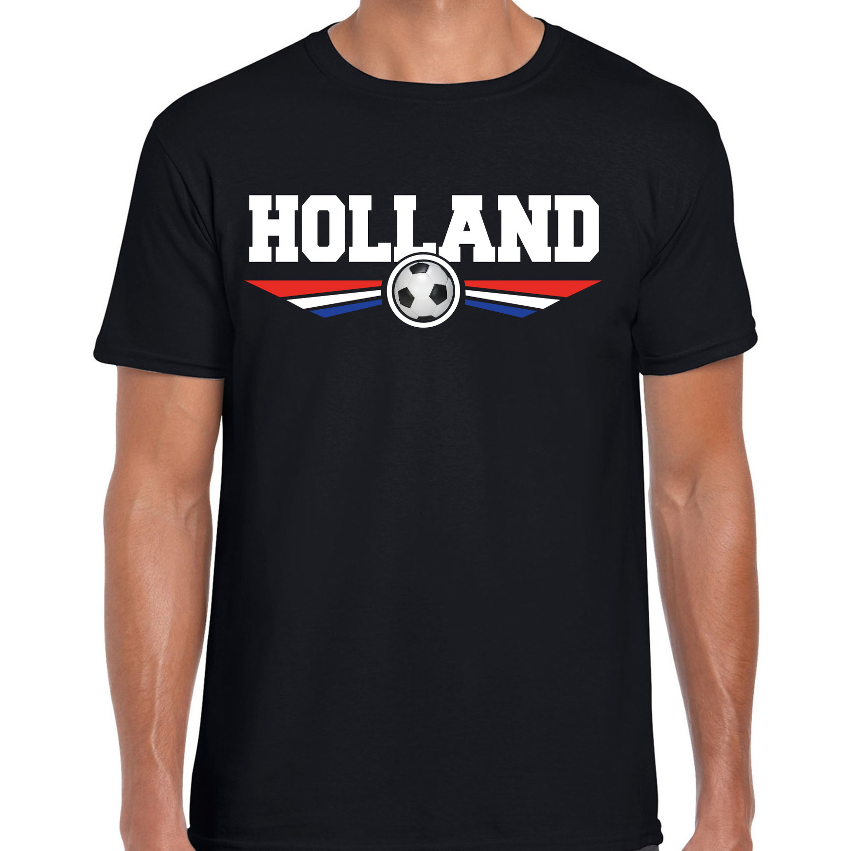 Holland landen-voetbal t-shirt zwart heren