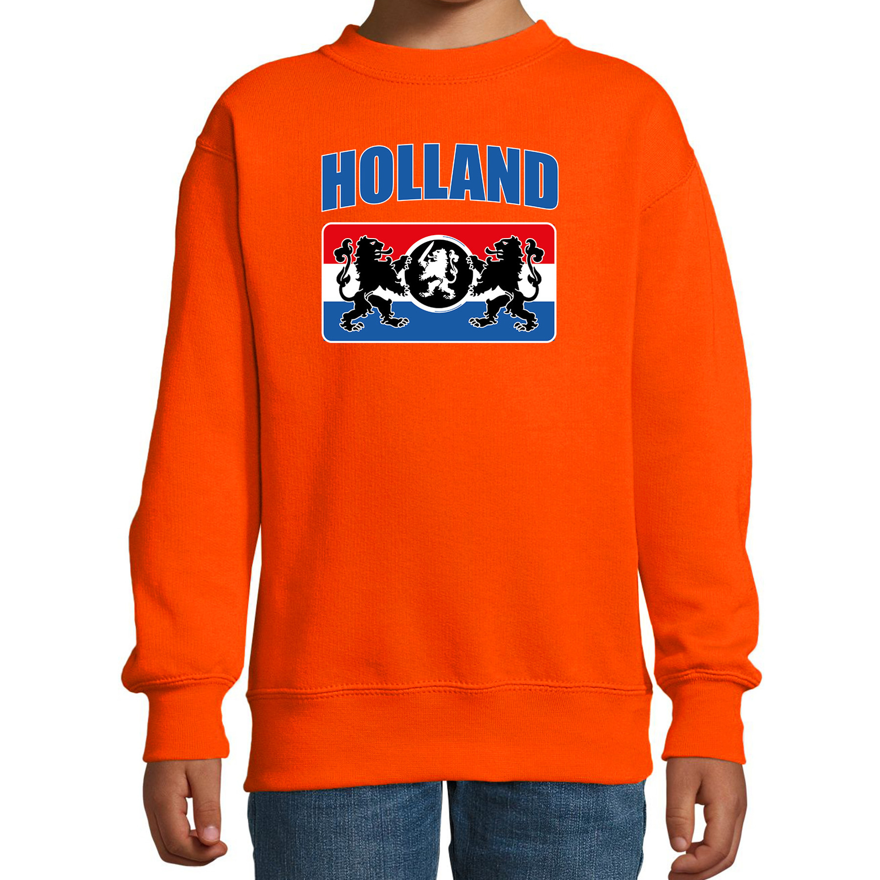Holland met een Nederlands wapen oranje sweater-trui Holland-Nederland supporter EK- WK kinderen