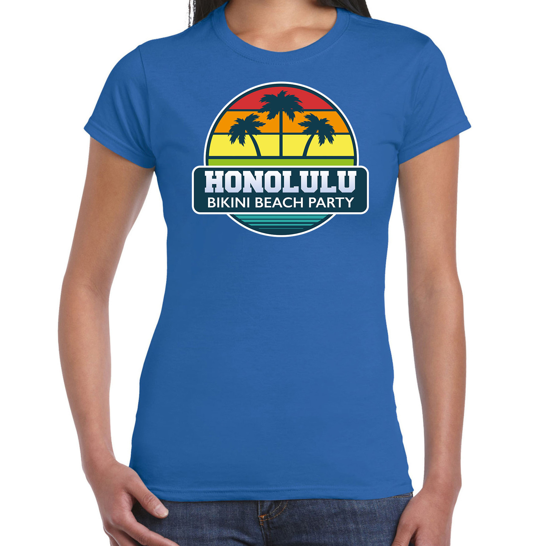 Honolulu zomer t-shirt-shirt Honolulu bikini beach party blauw voor dames