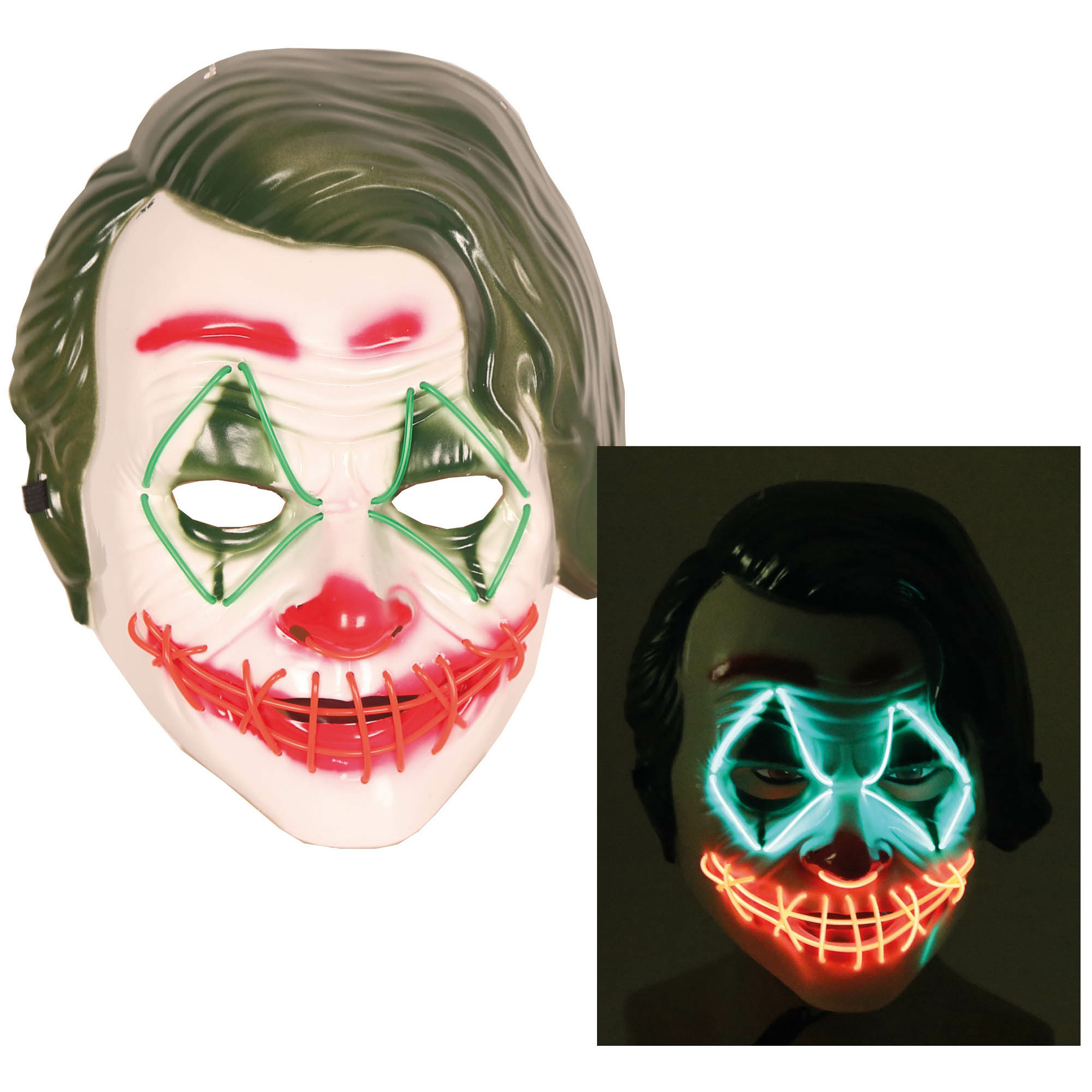 Horror clown Gezichtsmasker met led verlichting voor volwassenen