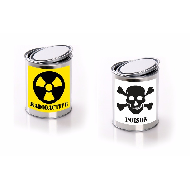 Horror decoratie blikken met radioactive- poison etiket
