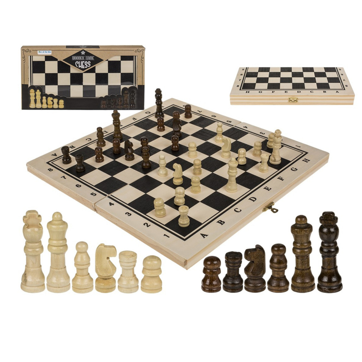 Houten schaakspel met bord 34 x 34 cm